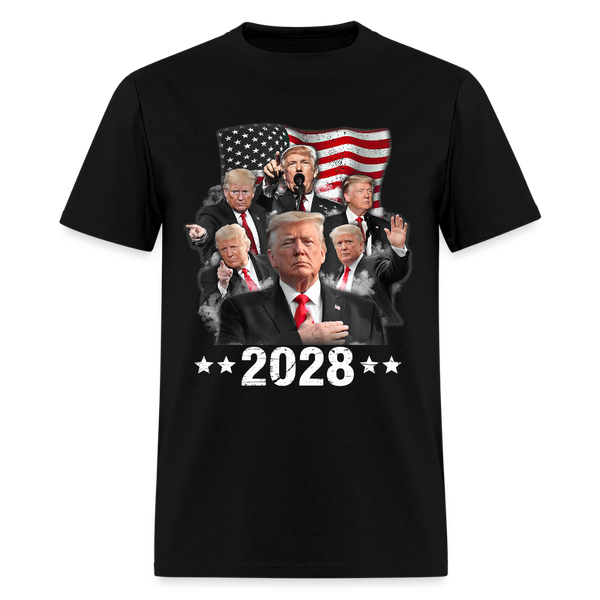 Trump 2028 Patriotic USA Flag T Shirt - black