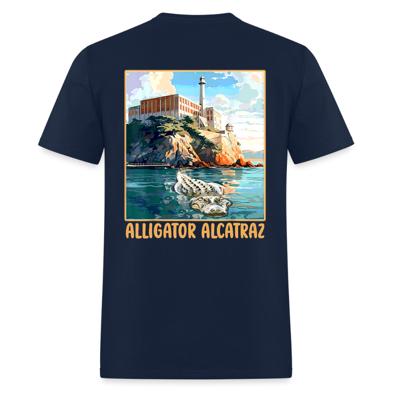 Alligator Alcatraz Parody T Shirt - navy