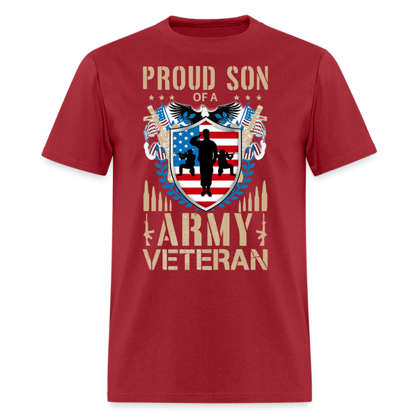 Proud Son of a Veteran T Shirt - 2 - dark red