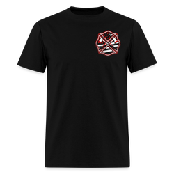 Firefighter Axe Flag Double Sided T Shirt - black