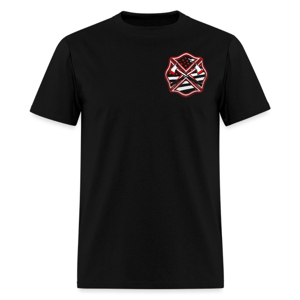 Firefighter Axe Flag Double Sided T Shirt - black
