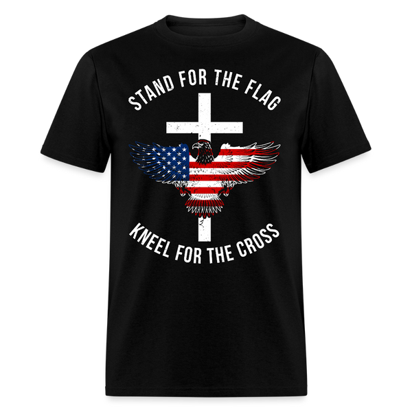 Stand For The Flag Kneel For The Cross Eagle T Shirt - black