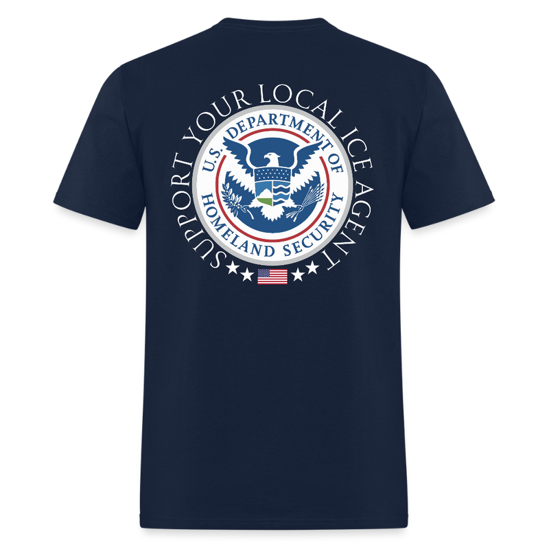 Support Your Local Ice Agent Back Print T Shirt - navy