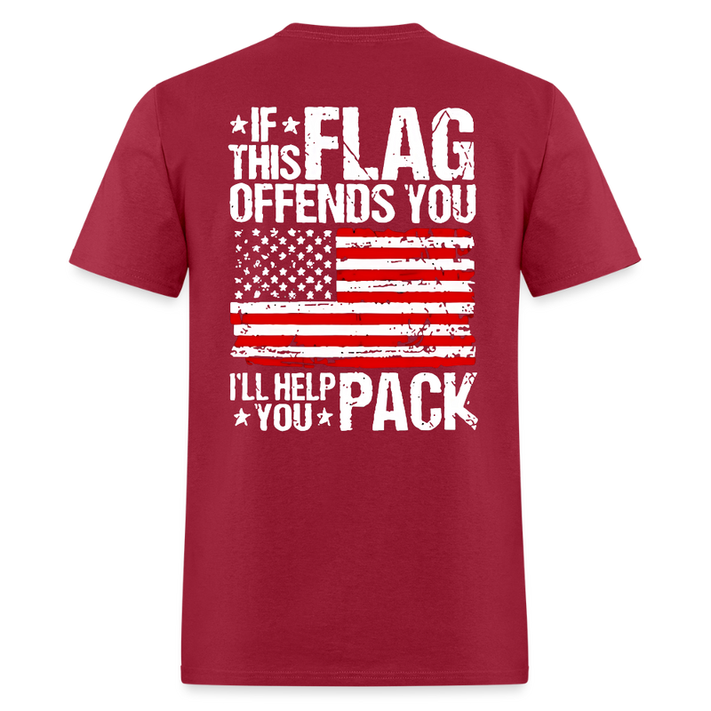 If This Flag Offends You I'll Help You Pack Back Print T Shirt - dark red