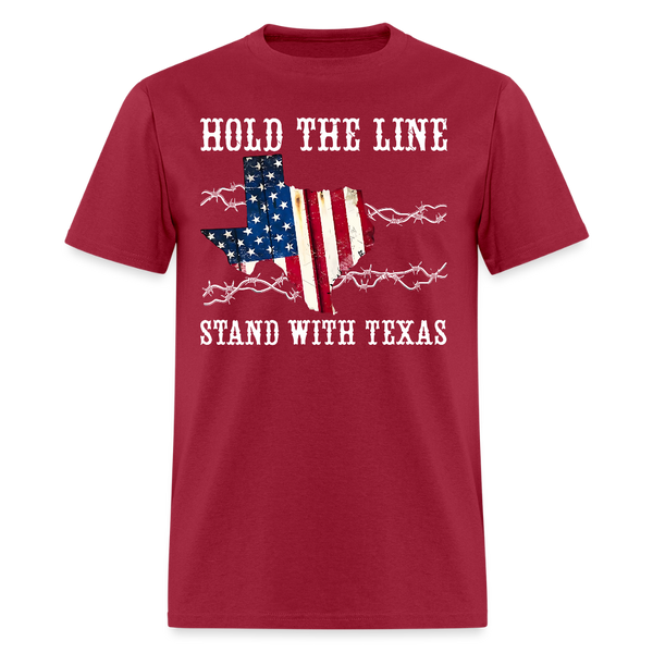 Hold The Line Stand With Texas T Shirt - dark red