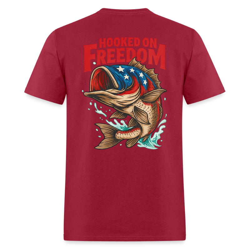 Hooked On Freedom T Shirt - dark red