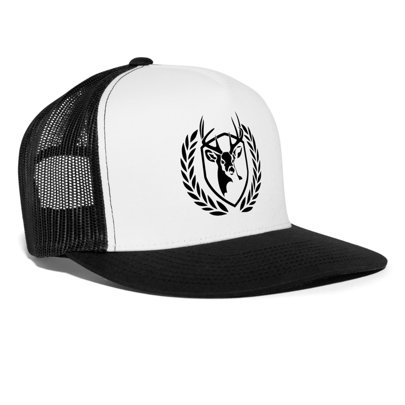 Deer Hunting Trucker Hat - white/black