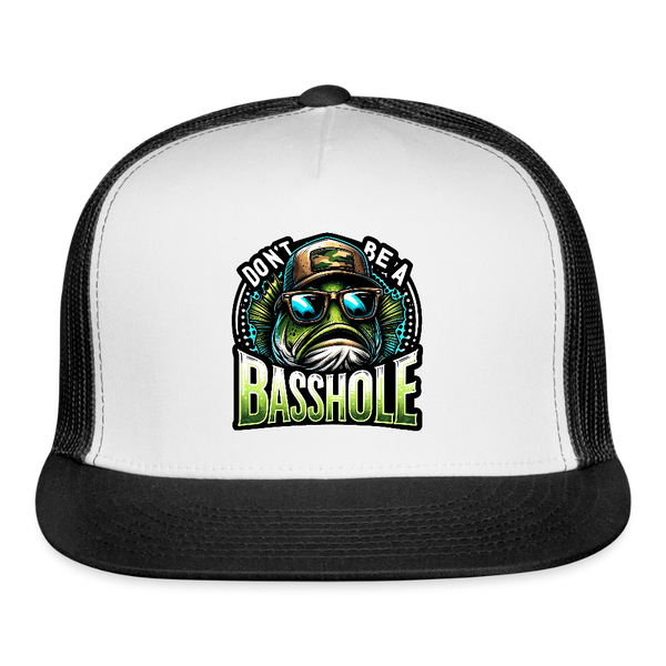 Don't Be A Basshole Trucker Hat - white/black