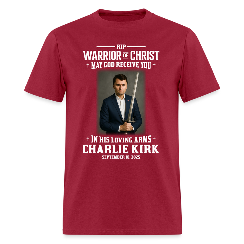RIP Warrior Of Christ May God Receive You T Shirt - dark red