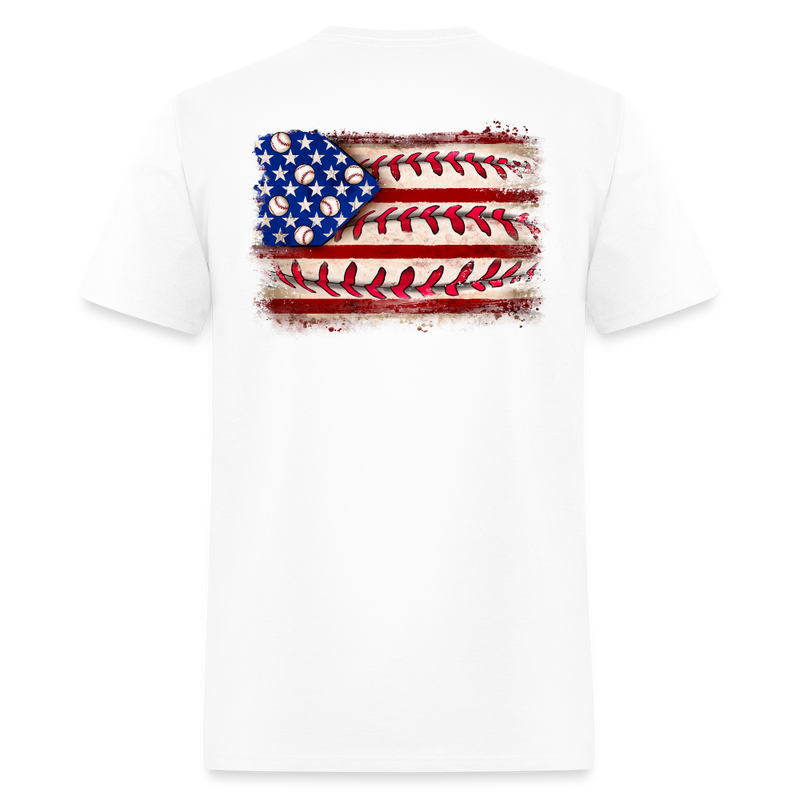 Baseball American Flag Double-Sided Print T Shirt - white