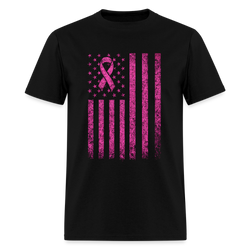 Breast Cancer Awareness US Flag T Shirt - black