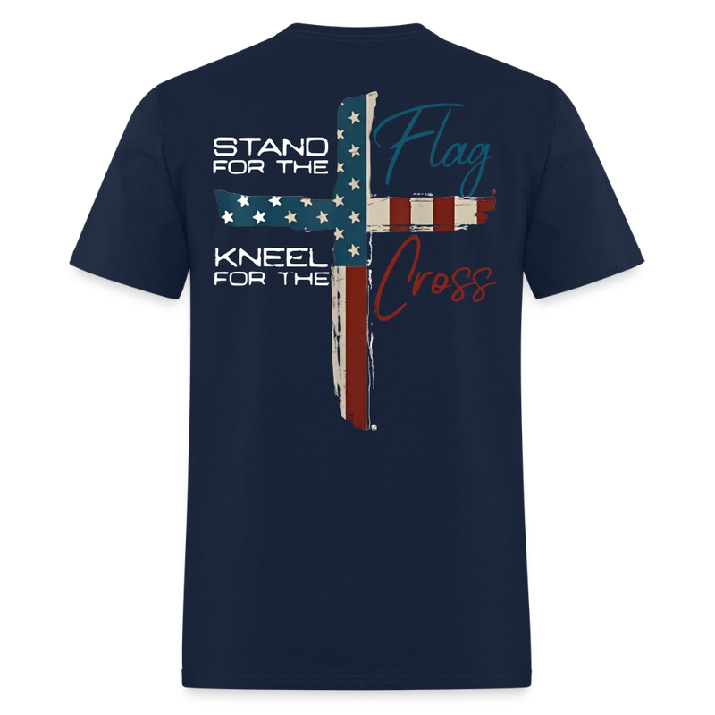 Stand For The Flag Kneel For The Cross Black T Shirt - navy