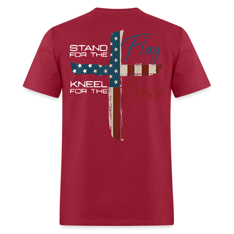 Stand For The Flag Kneel For The Cross Black T Shirt - dark red