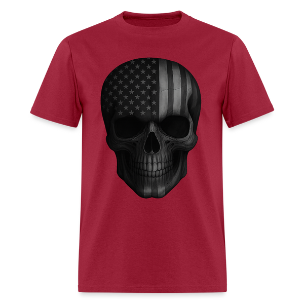 Patriotic Skull T Shirt - dark red