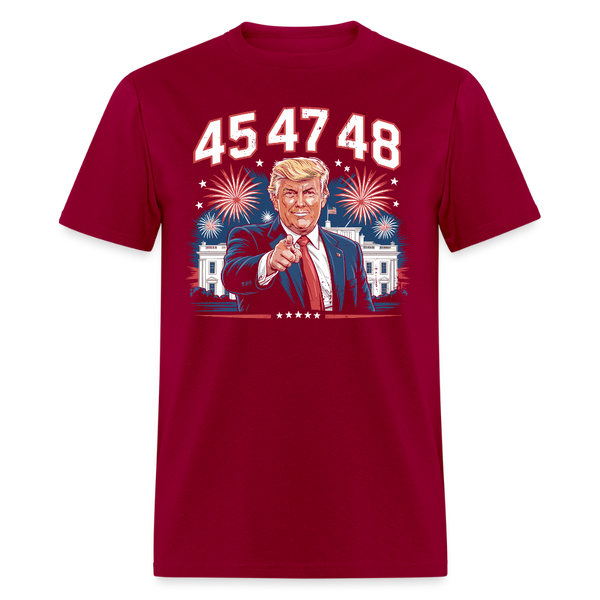 Trump 45 47 48 T Shirt - dark red