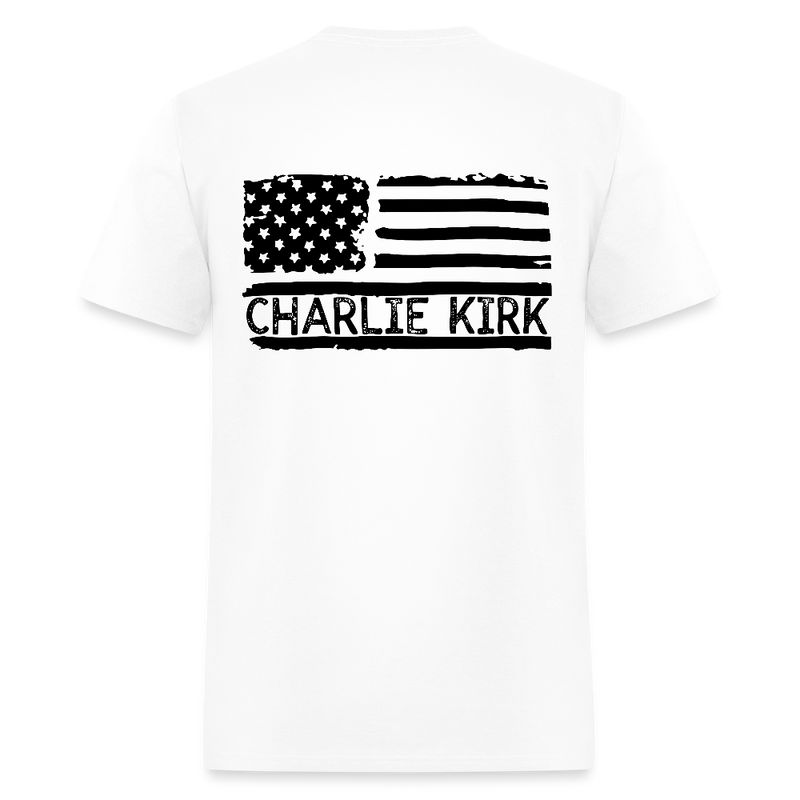 Charlie Kirk Freedom American Flag T Shirt - 3 - white