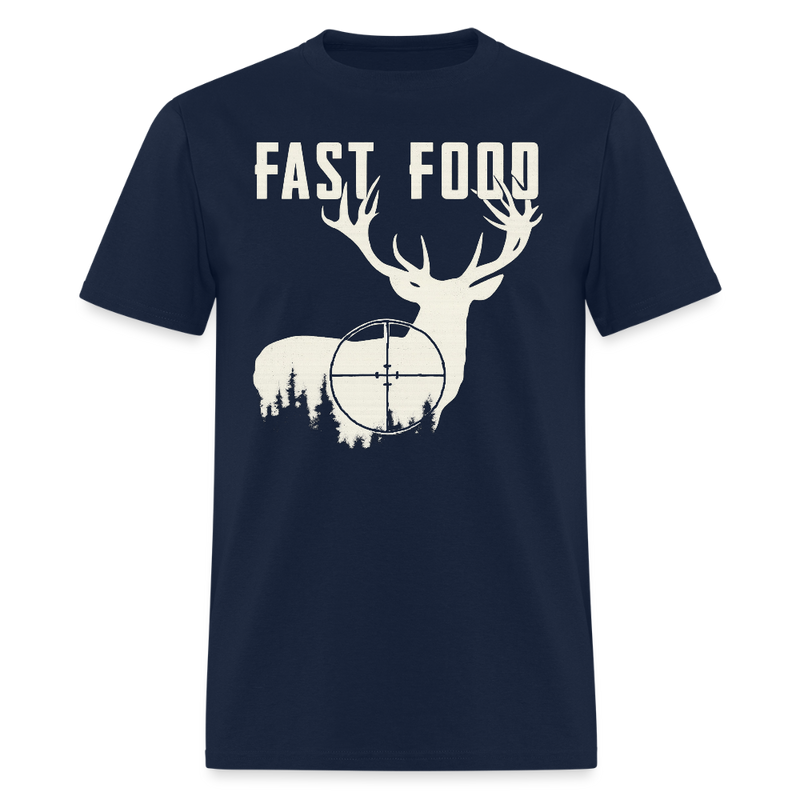 Fast Food Deer Hunting T Shirt - navy