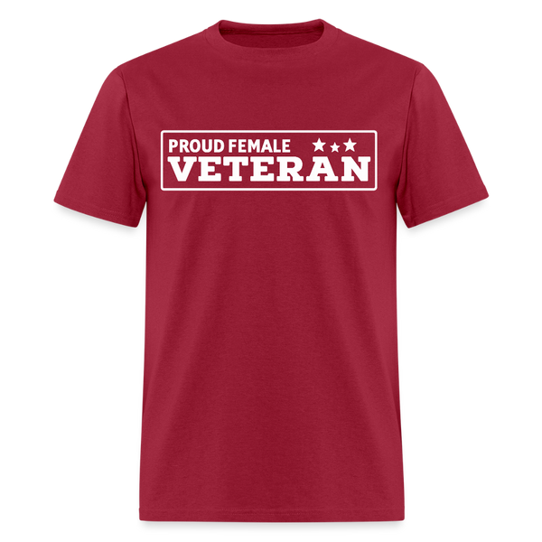Proud Female Veteran T Shirt - dark red