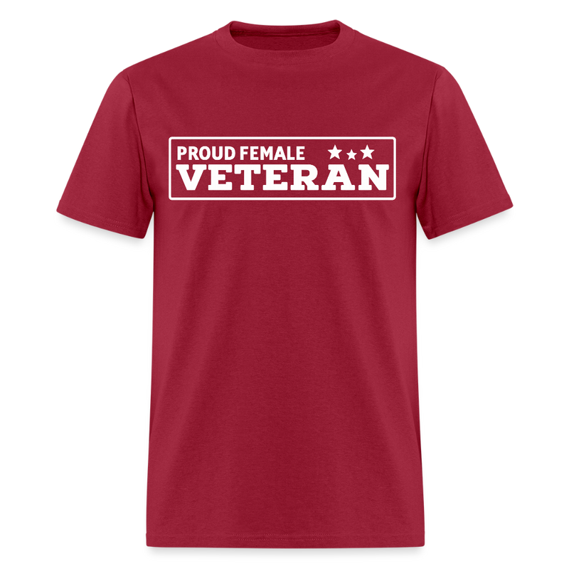 Proud Female Veteran T Shirt - dark red