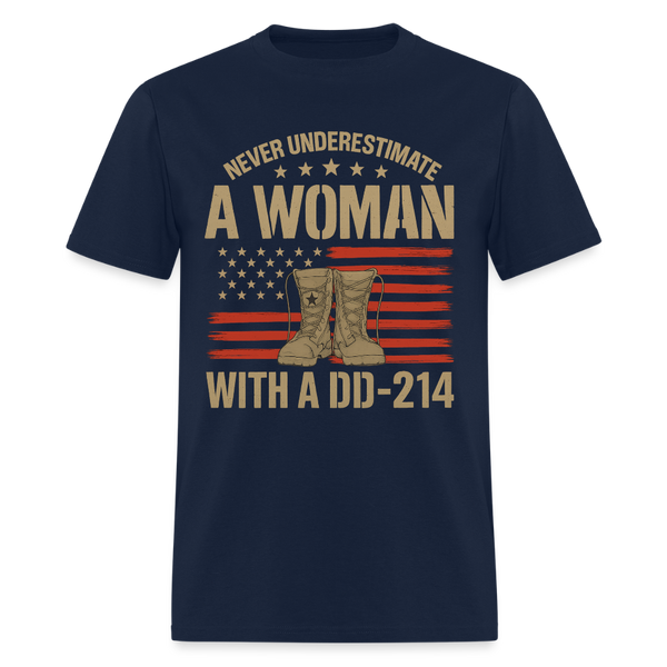 Never Underestimate A Woman T Shirt - navy
