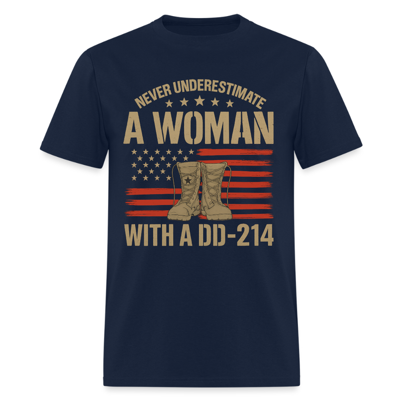 Never Underestimate A Woman T Shirt - navy