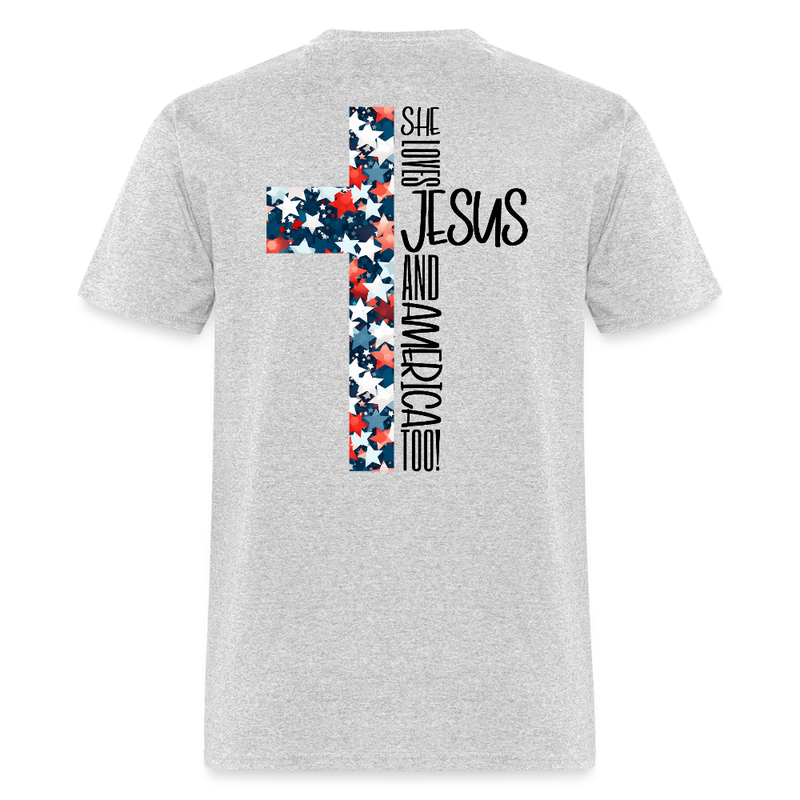 She Loves Jesus And America Too T Shirt - 3 - heather gray