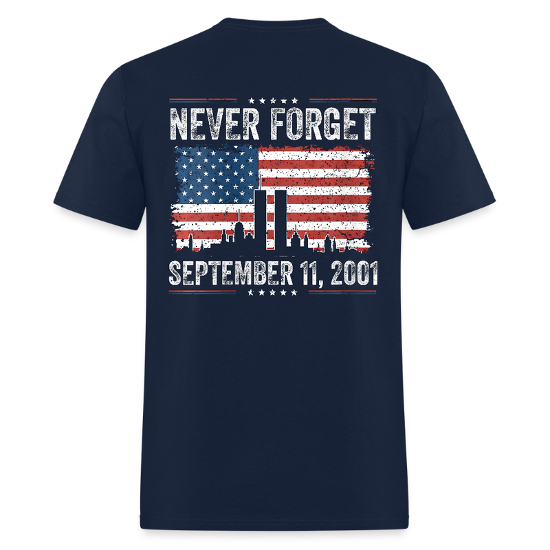 Never Forget  American Flag T Shirt - navy
