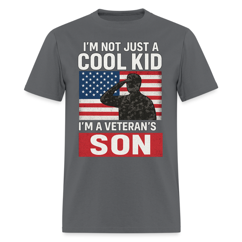 I'm Not Just A Cool Kid I'm a Veteran's Son T Shirt - 3 - charcoal