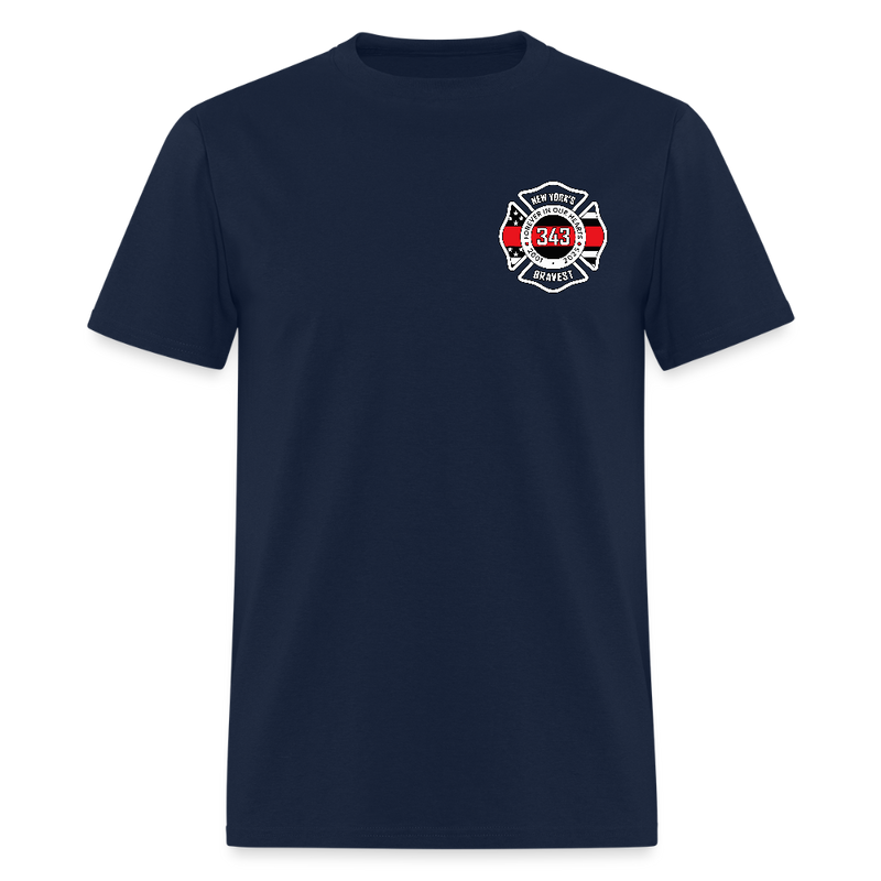 Forever In Our Hearts 343 New York's Bravest 2001 - 2025 T Shirt - navy
