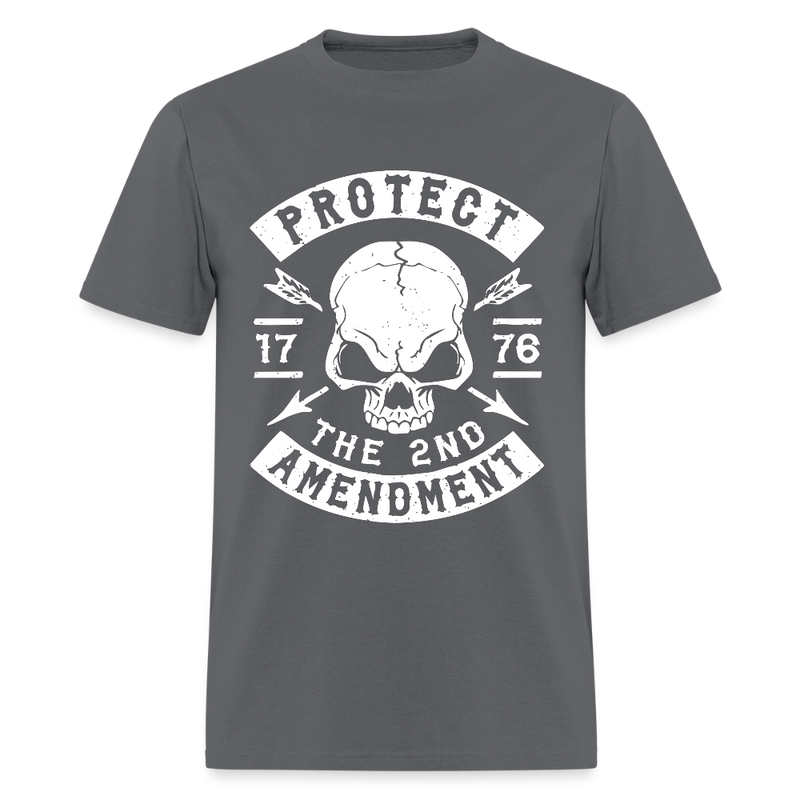 Protect The 2nd Amendment Skull T Shirt - charcoal
