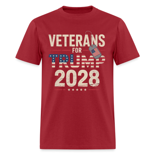 Veterans for Trump 2028 T Shirt - dark red