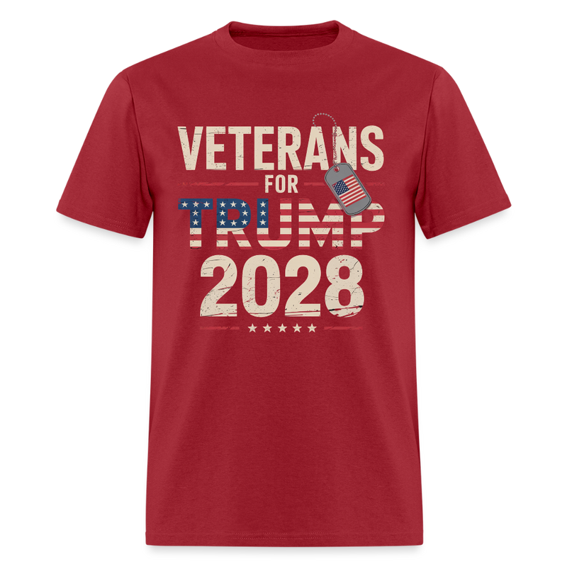 Veterans for Trump 2028 T Shirt - dark red