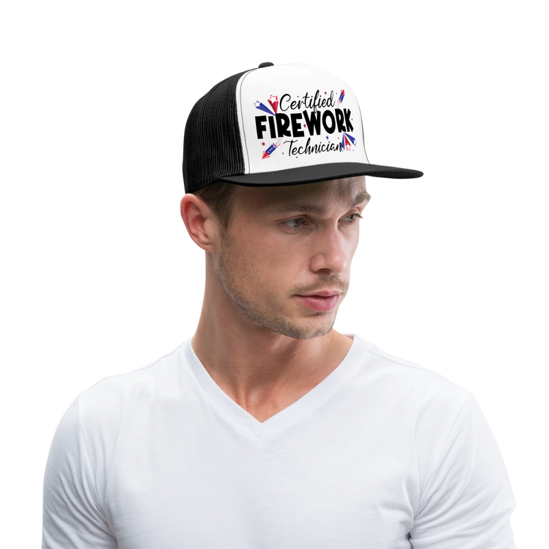 Certified Firework Technician Trucker Hat - white/black