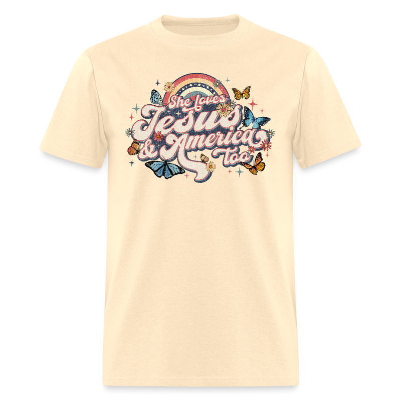 She Loves Jesus And America Too T Shirt - 2 - natural