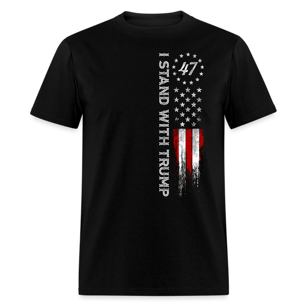 I Stand With Trump 47 US Flag T Shirt - black