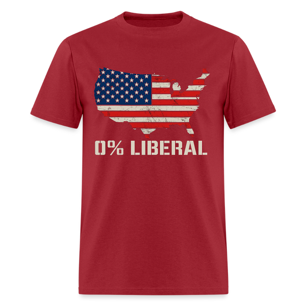 American Map 0% Liberal T Shirt - dark red