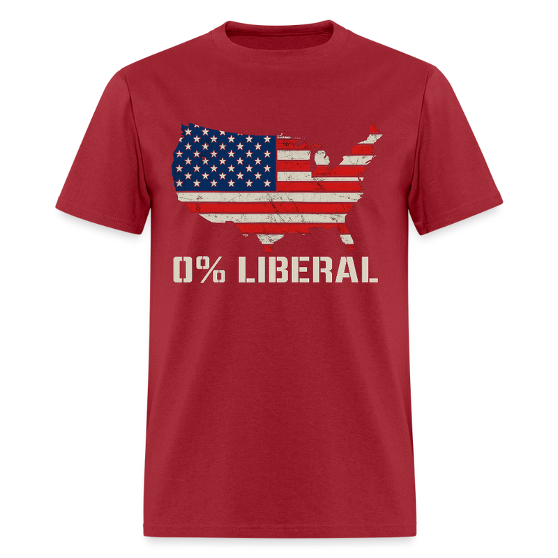 American Map 0% Liberal T Shirt - dark red