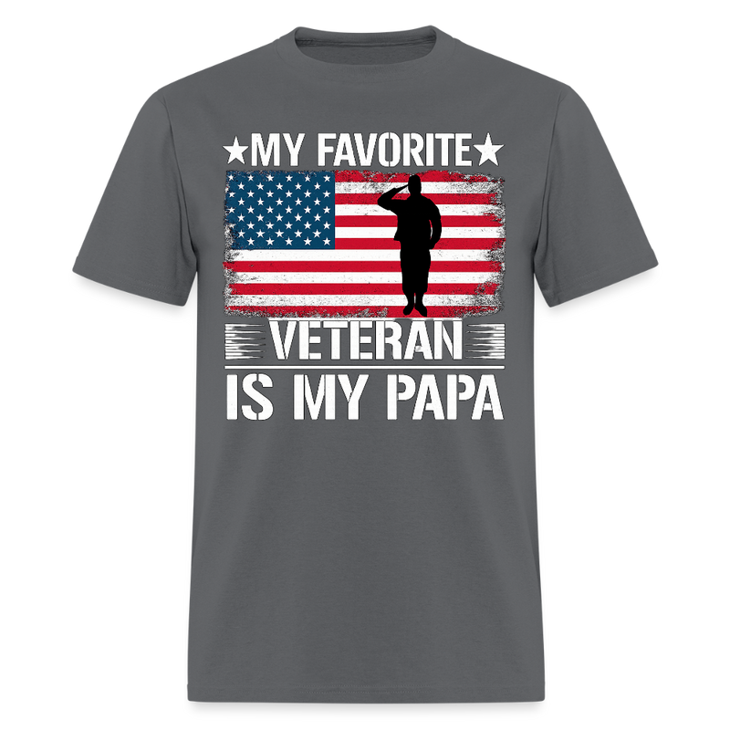 My Favorite Veteram is My Papa T Shirt - charcoal