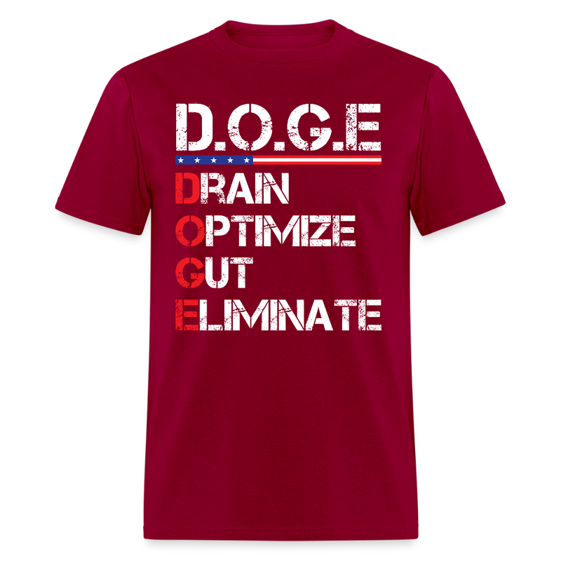 D.O.G.E. – Drain. Optimize. Gut. Eliminate T Shirt - dark red