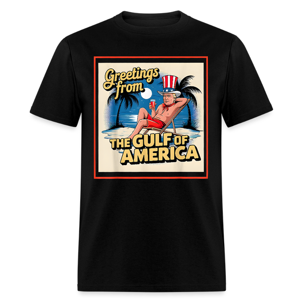 Greetings From The Gulf Of America Moonlit Night T Shirt - black