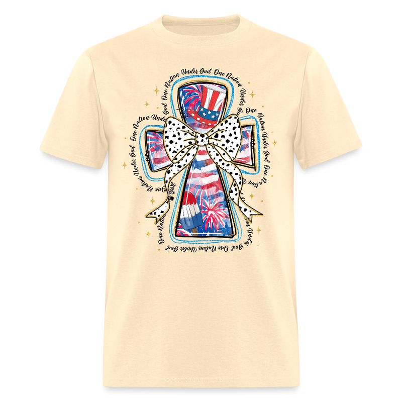 One Nation Under God America Coquette T Shirt - natural