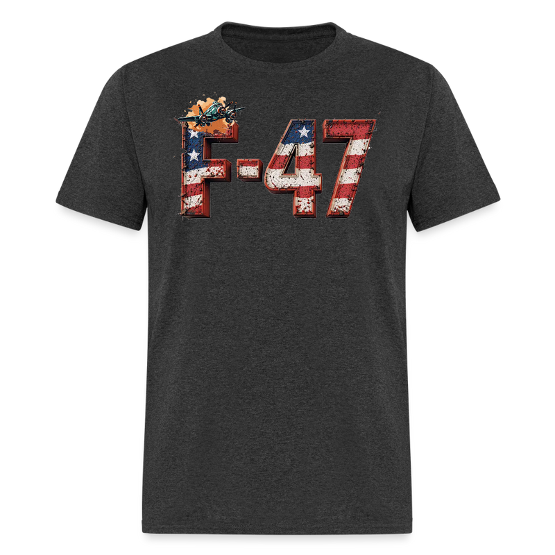 F-47 USA Flag T Shirt - heather black