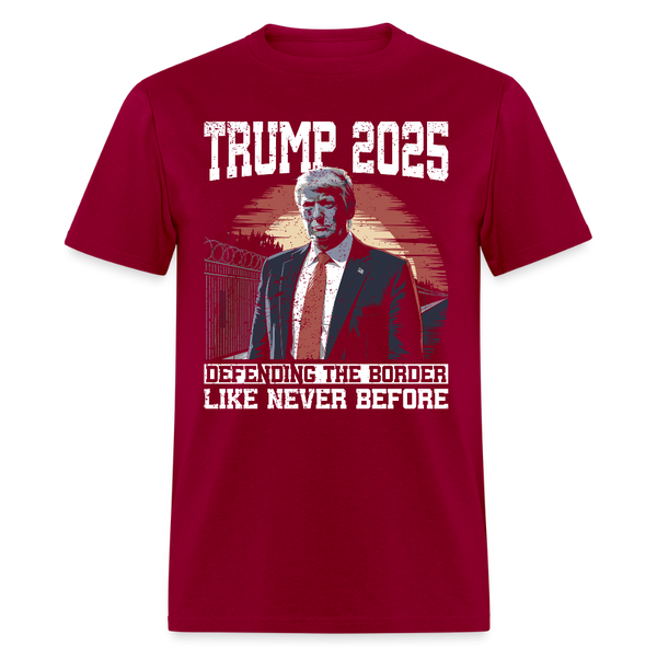 Trump 2025 Defending the Border T Shirt - dark red