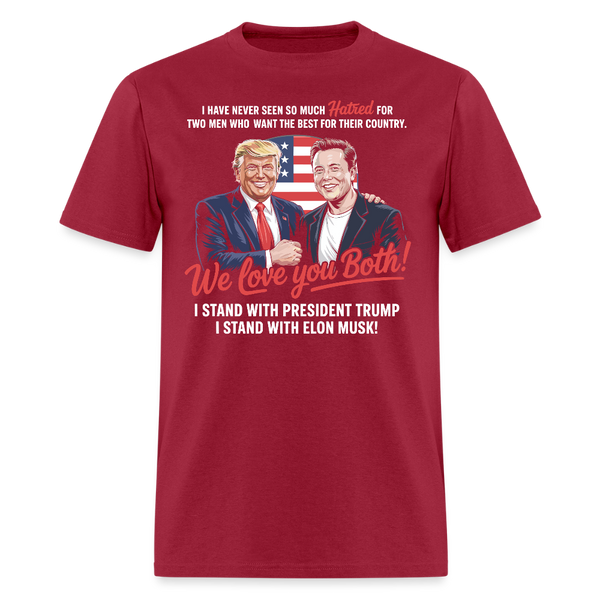 We Love You Both T Shirt - dark red