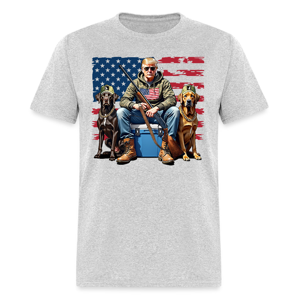 Hunting Trump American Flag  T Shirt - heather gray