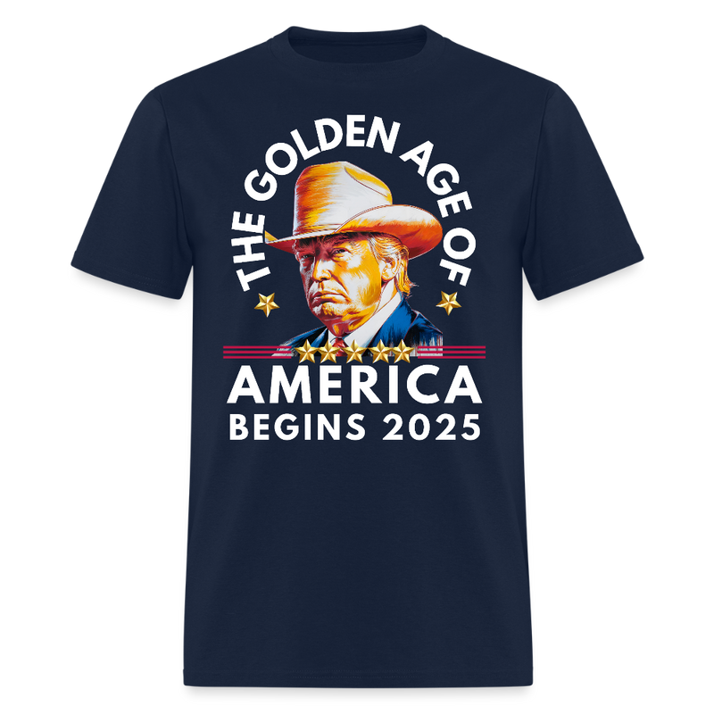 The Golden Age Of America Begins 2025 Front Print T Shirt - navy