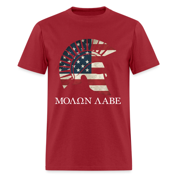 American Flag Greek Spartan Come And Take Them Guns T Shirt - dark red