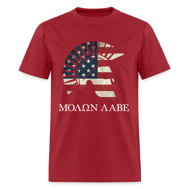American Flag Greek Spartan Come And Take Them Guns T Shirt - dark red