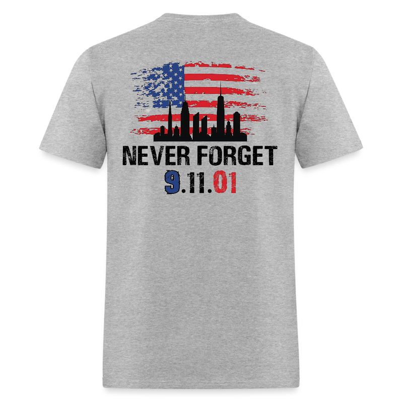Never Forget 9.11.01 T Shirt - heather gray