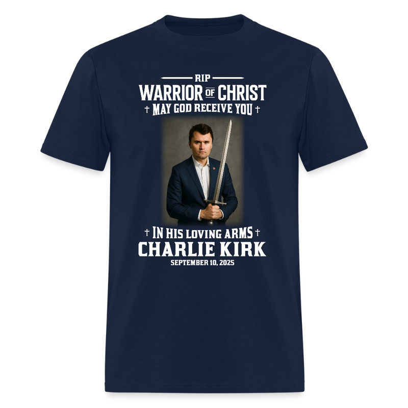 RIP Warrior Of Christ May God Receive You T Shirt - navy